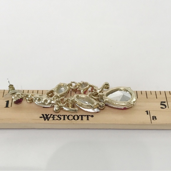 Oversized Statement Crystal Multi Teardrop Cluster Chandelier Dangle Earrings - Picture 12 of 13